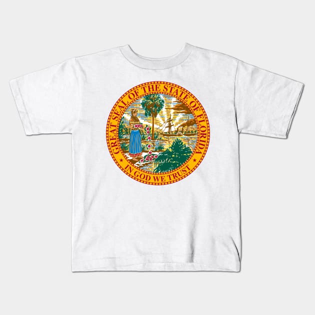 Seal of Florida Kids T-Shirt by Flags of the World